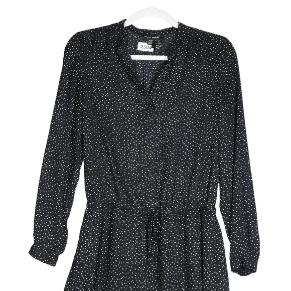 Hilary Radley Black Shirt Dress Womens Size XS Elastic Drawstring Long Sleeve - Picture 2 of 9